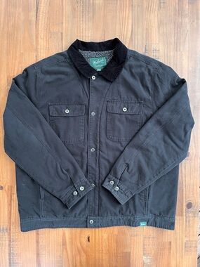Woolrich Black Sherpa-Lined Chore Jacket with Corduroy Collar